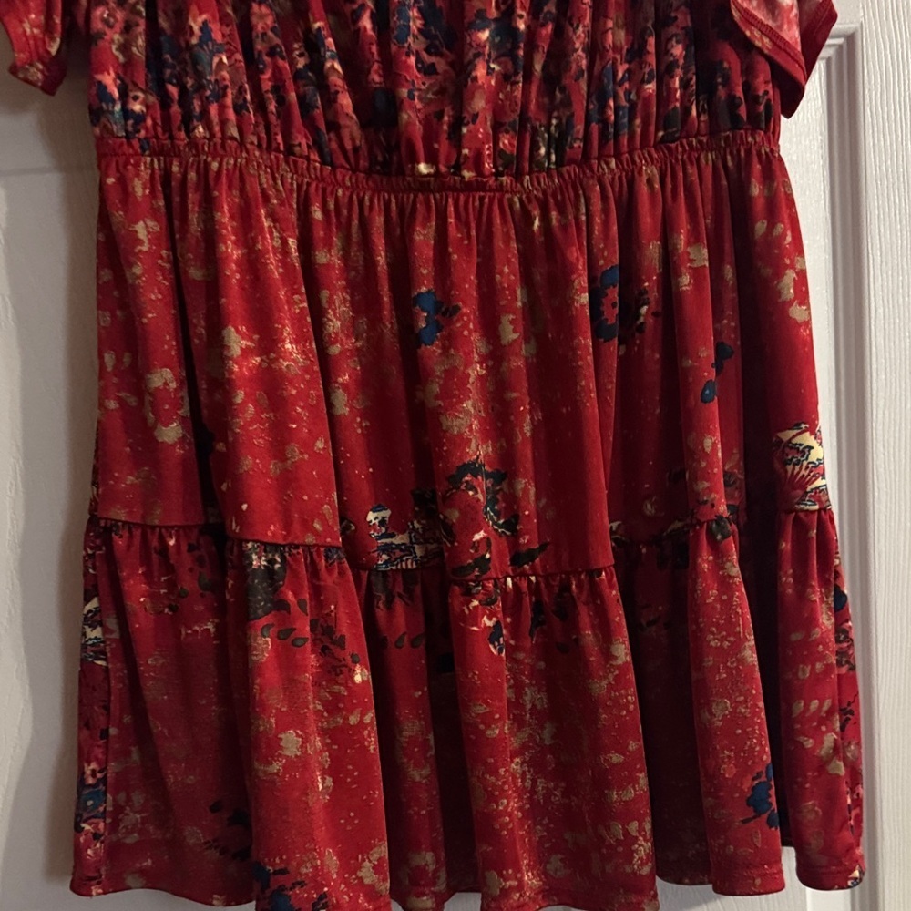 Free People Red Floral Babydoll top - Picture 7 of 8
